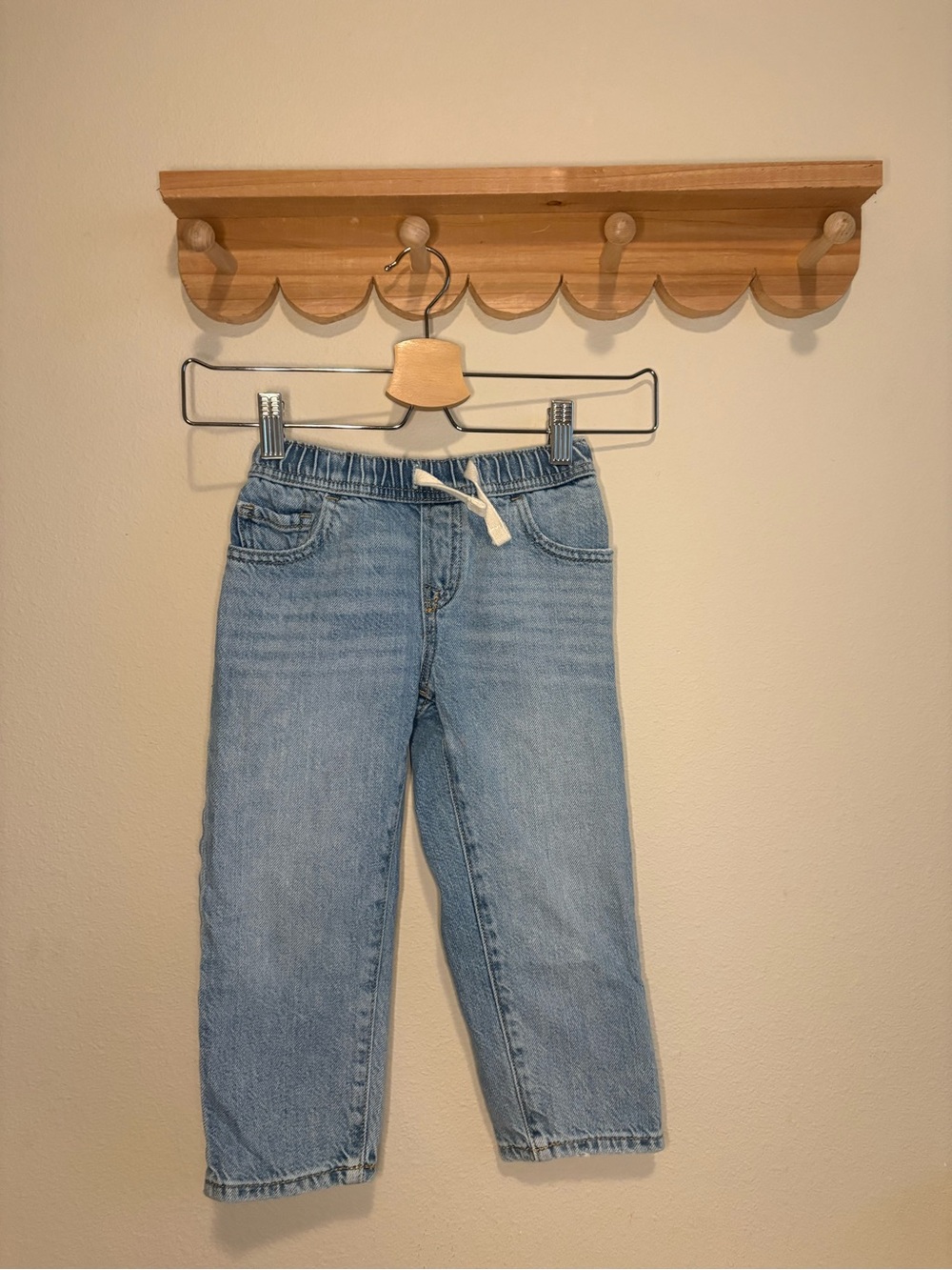 GAP Light Blue Straight-Leg Jeans with Drawstring